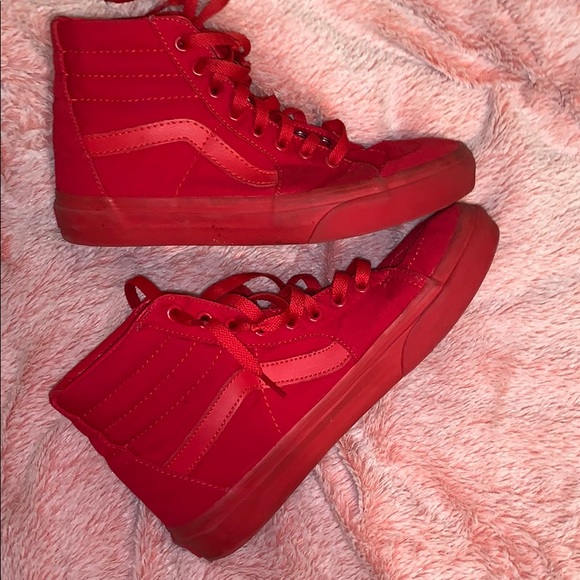 all red high top vans